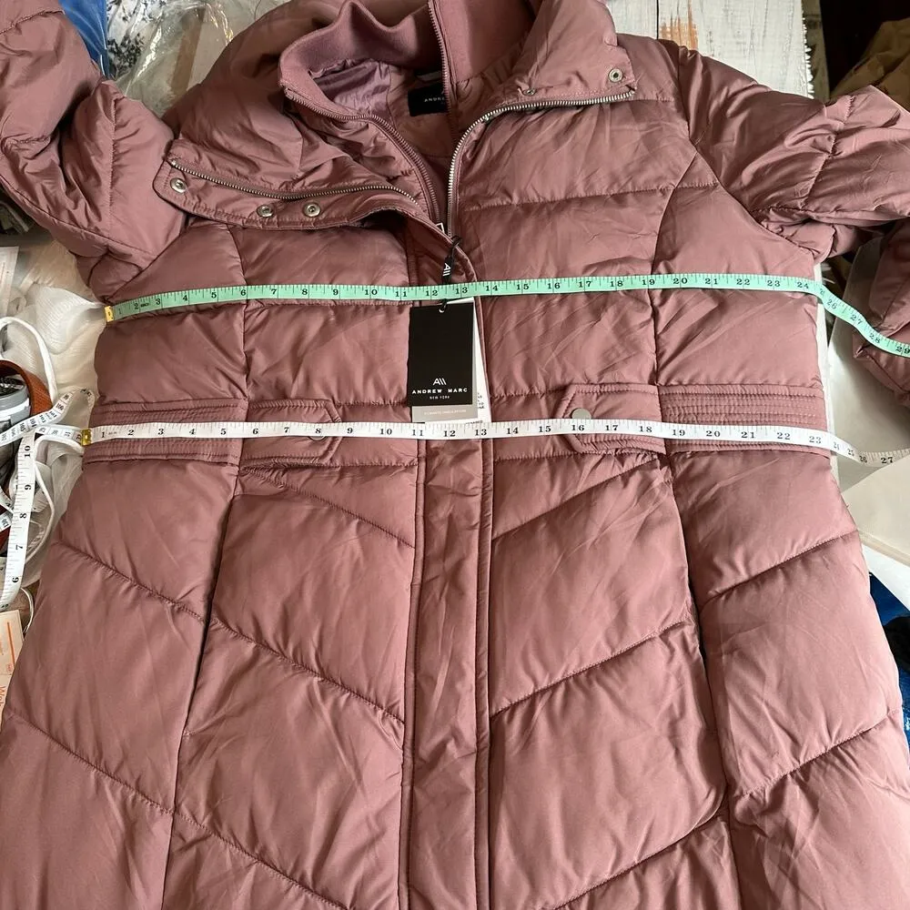 Andrew Marc Adler Puffer Water Resistant Jacket Size XL Mauve Premium Loft - Image 7