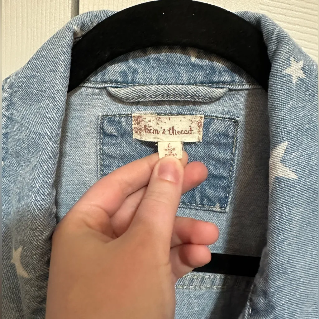 Hem & Thread  Kayla Star Denim Jacket Large - Image 5