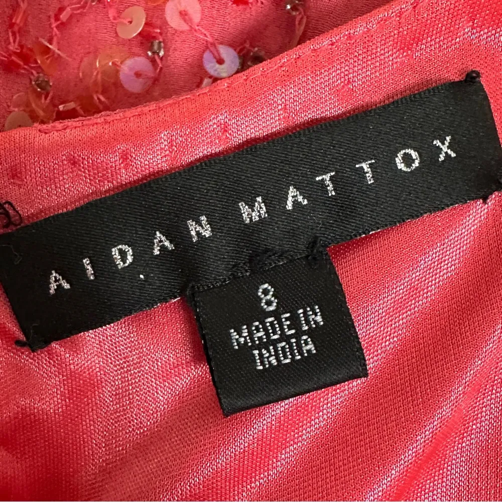 AIDAN MATTOX Silk Sequin Cold Shoulder Dress Size 8 - Image 4