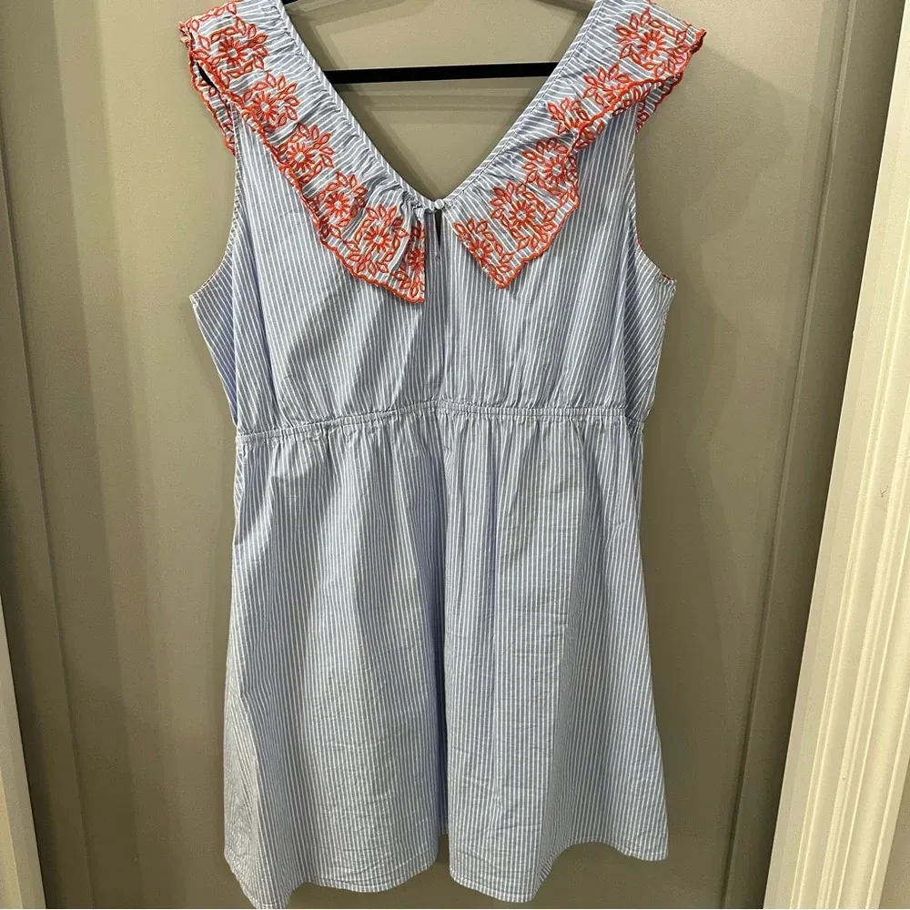 Stitch Fix l Market & Spruce Blue and White Striped Embroidered Dress Size 3X - Image 5
