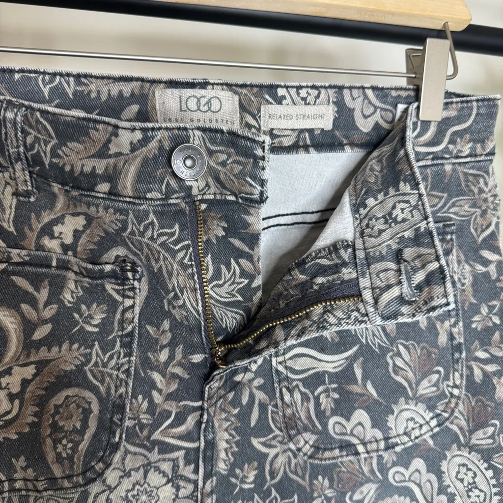 LOGO by Lori Goldstein Boho Paisley Print Relaxed Straight Leg Pants size 6 - Image 8