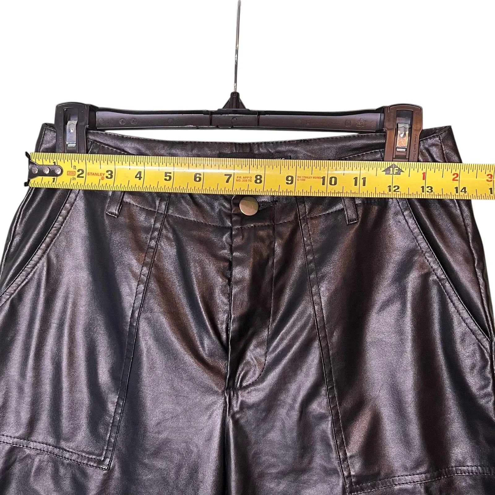 PrettyLittleThing Pants Womens 4 Black Faux Leather High Rise Straight Leg - Image 5