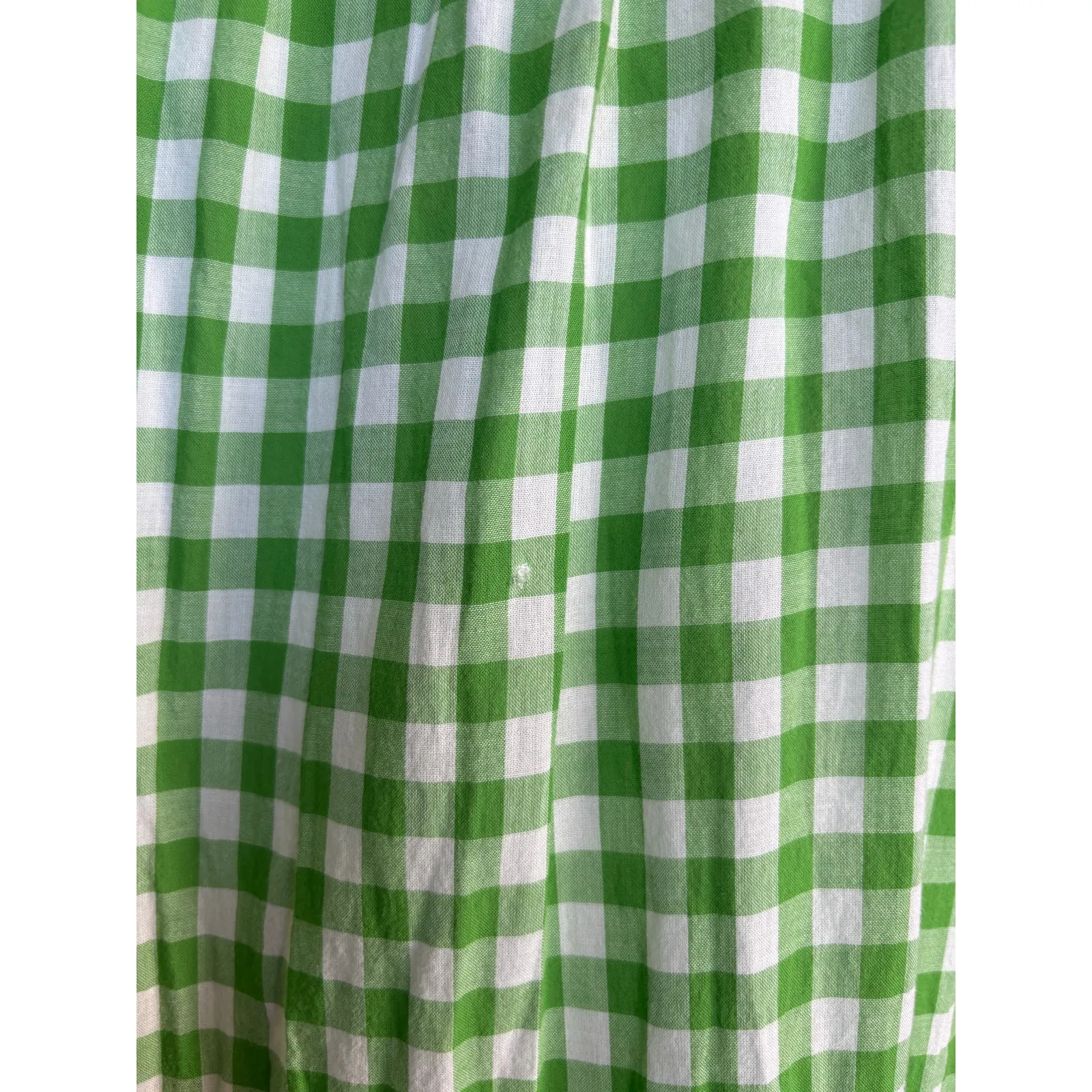 Draper James RSVP Green Gingham Plaid Cotton Midi Dress Ruffle Sleeves Medium - Image 9
