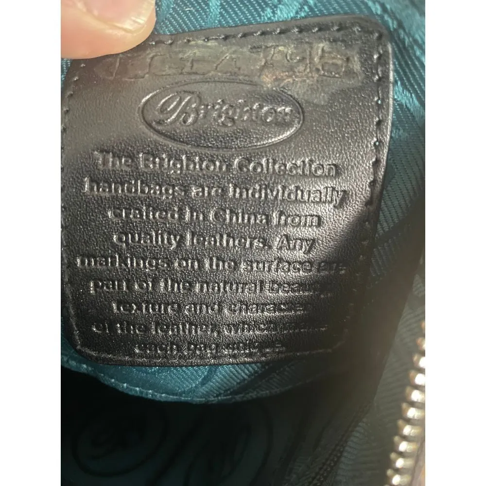 Brighton‎ Black Leather Hobo Bag with Brown Croc Trim & Silver Hardware - Image 10