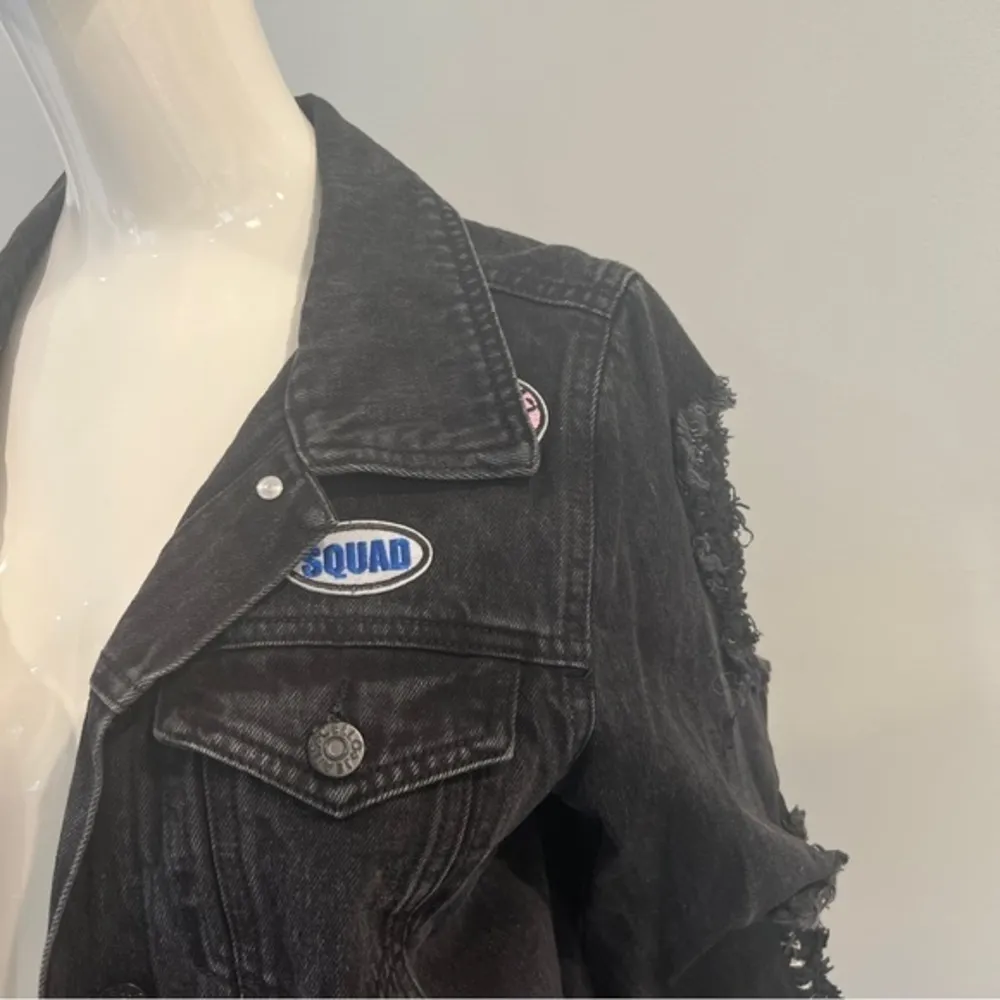 Cello  Patch & Frayed Black Denim Jacket - Image 6