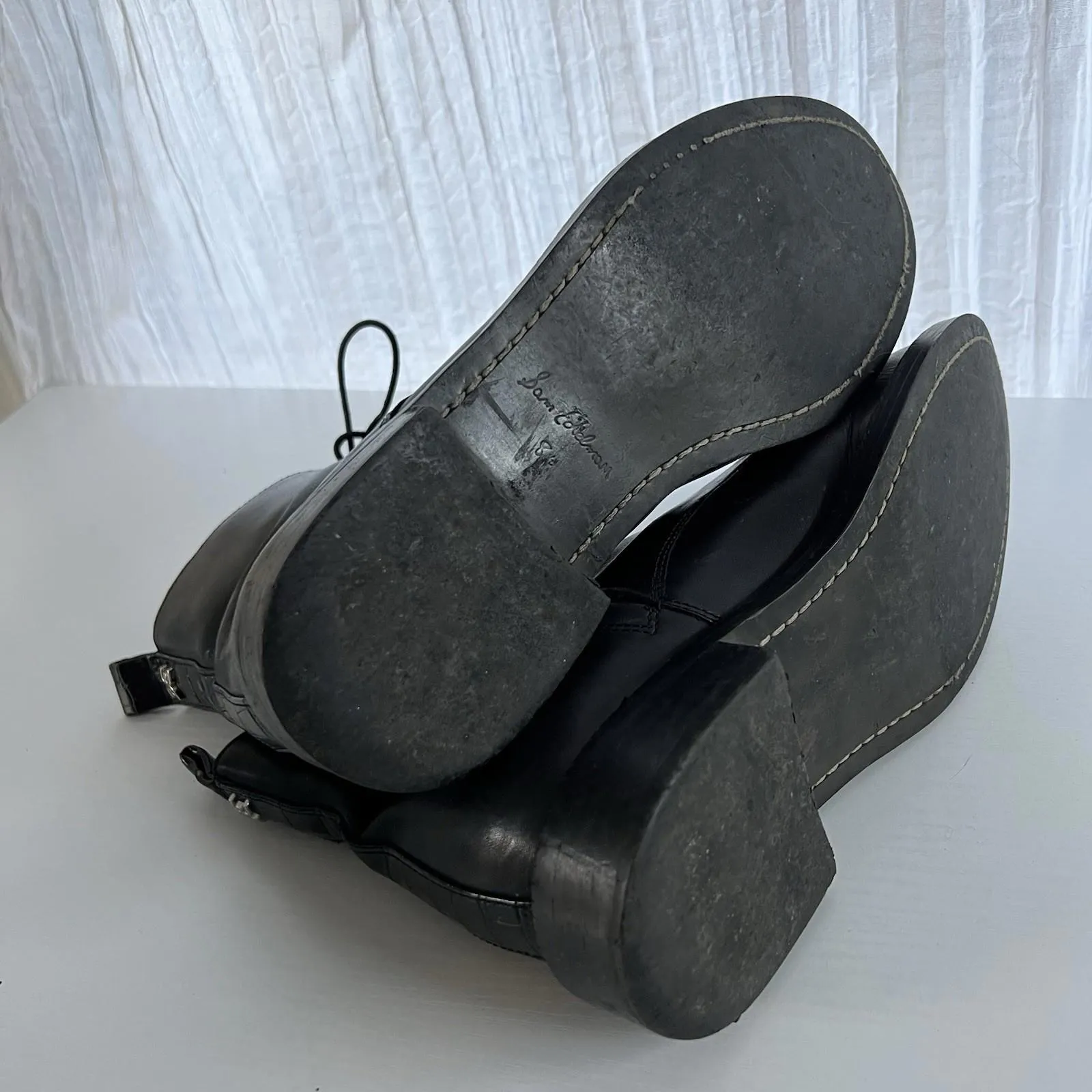 Sam Edelman Nina Black Leather Lace Up Combat Boots sz 8.5 H2995L1001 - Image 9