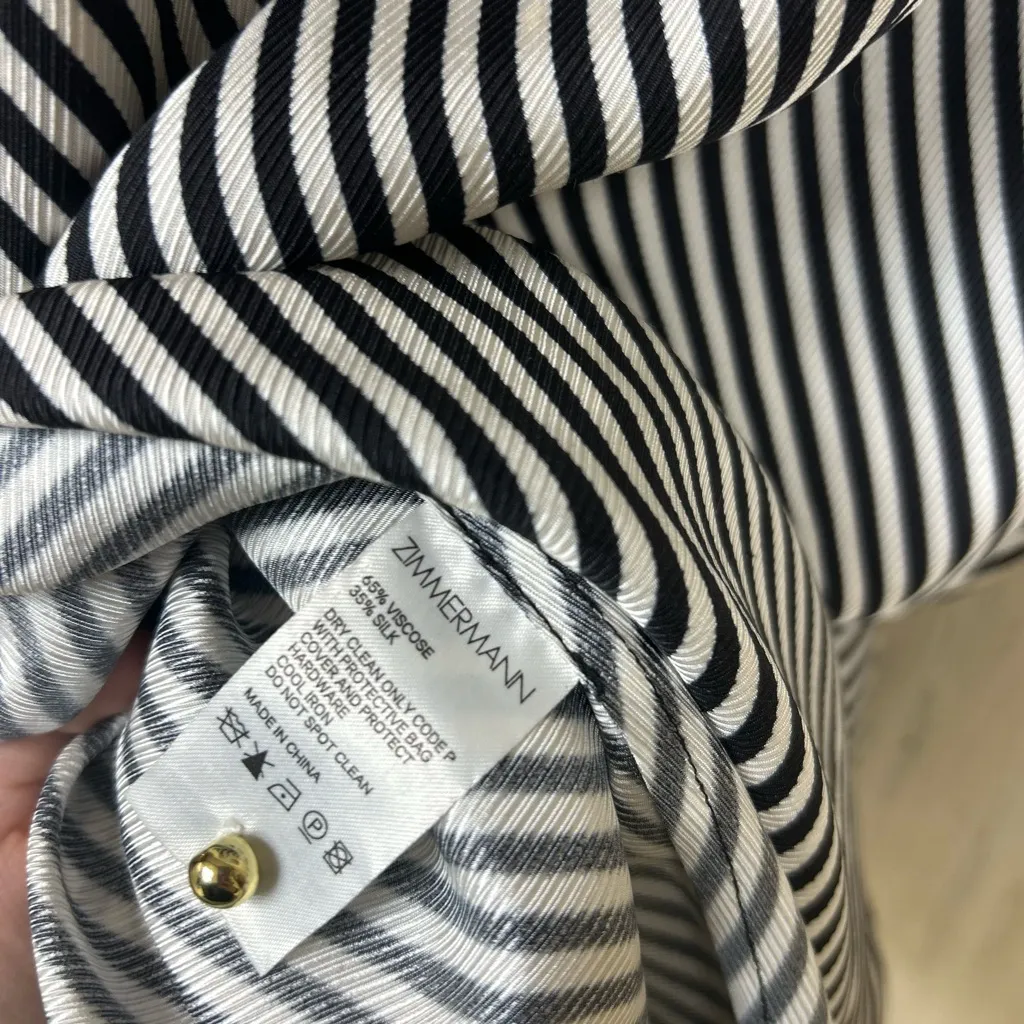 Zimmermann Satin Twill Striped Collared Midi Dress AU 0p New - Image 7