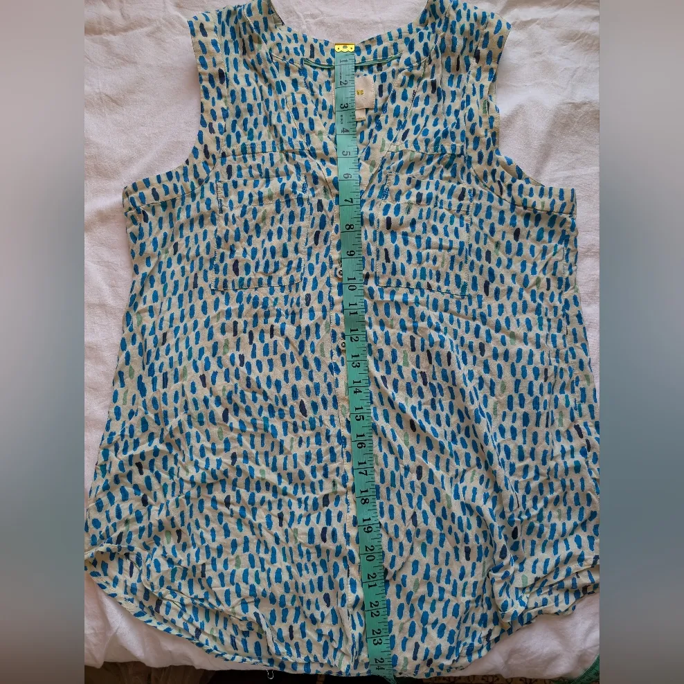 Maeve Sleeveless V-Neck Button Down Blouse Women's 4 Blue/White - Image 6