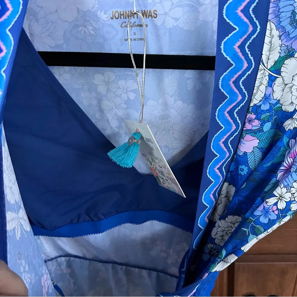 NEW! Johnny Was BLUE DOVE TANKINI WRAP‎ Swim Top Small - Image 4