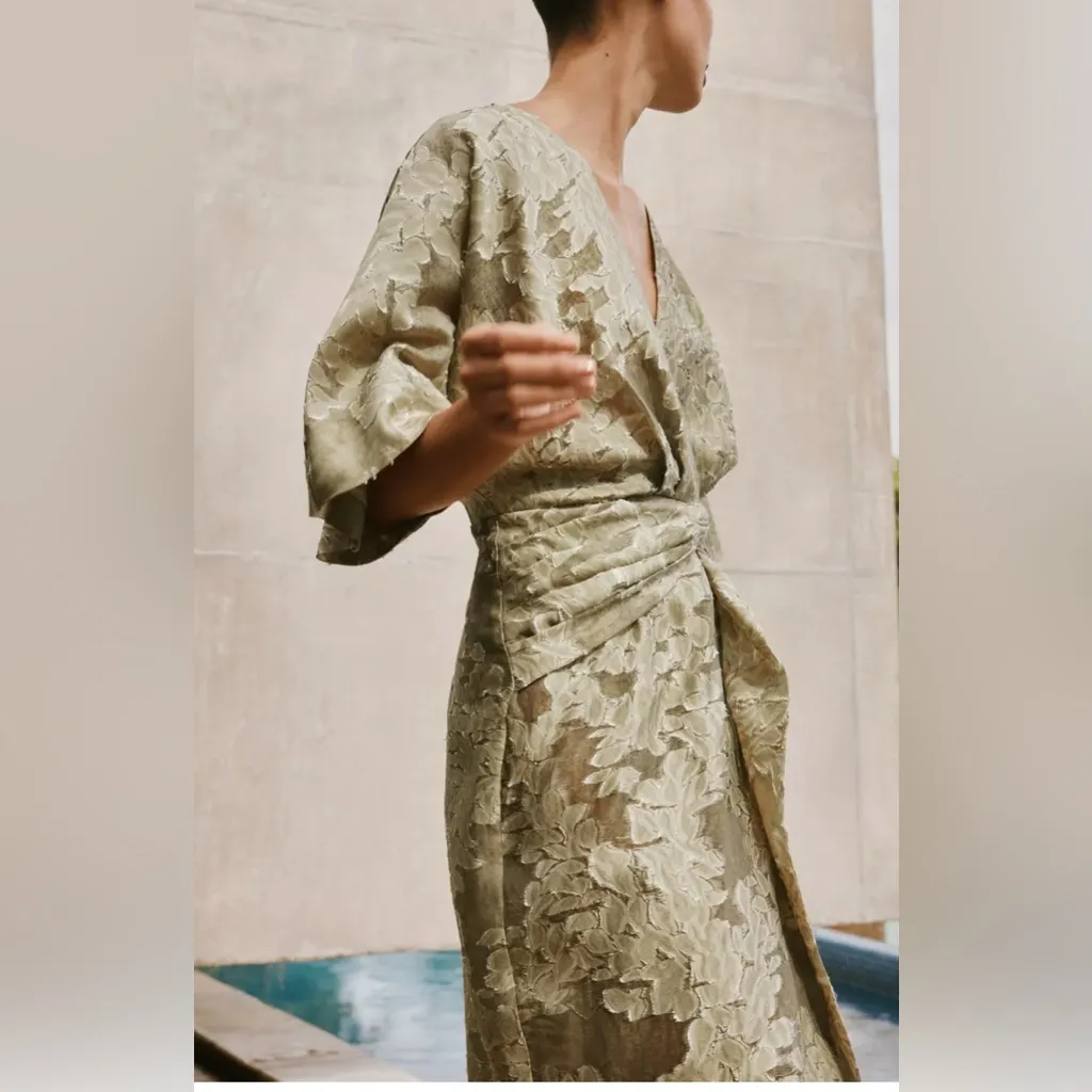 Zara textured draped midi dress - Image 2