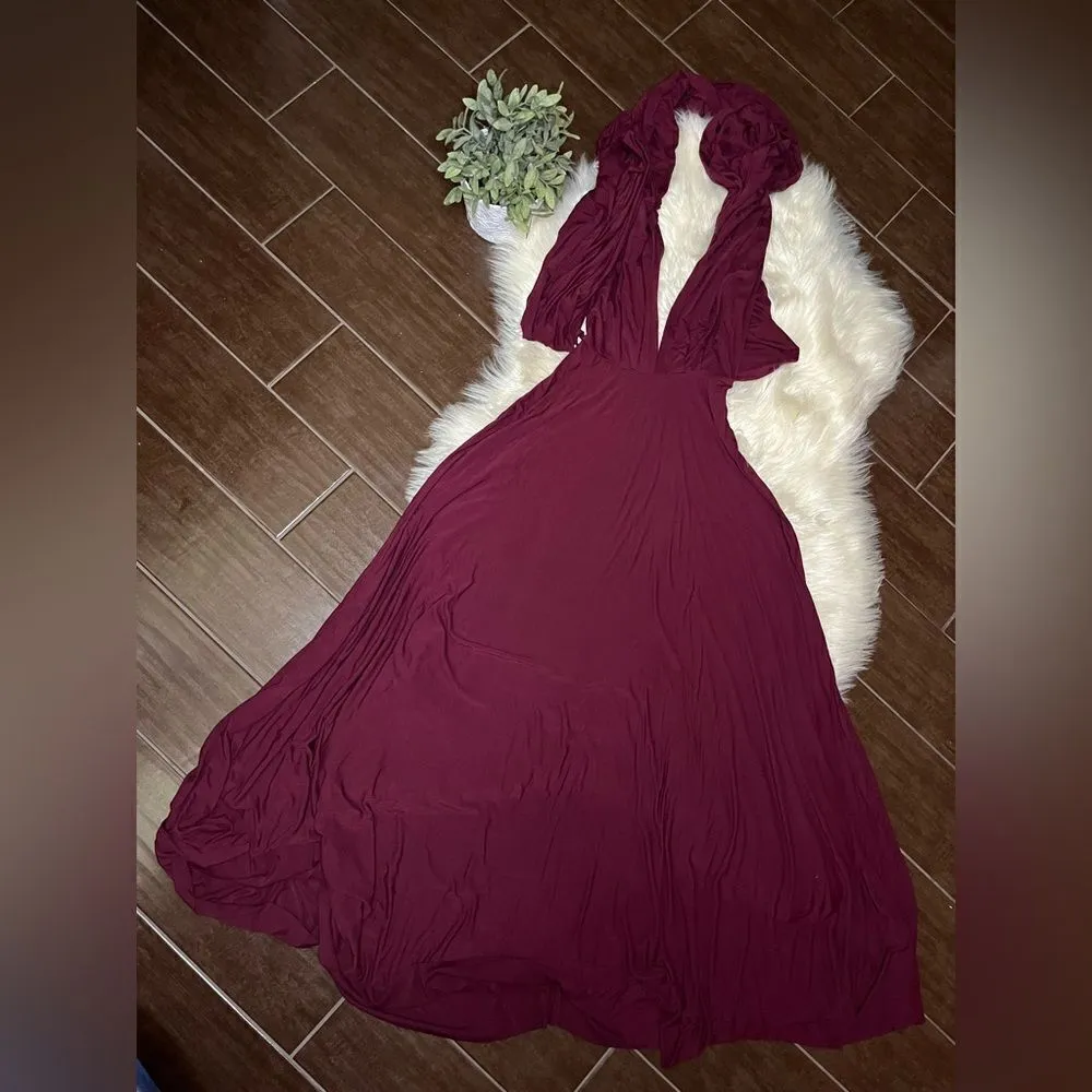 Lulu’s Tricks of the Trade Burgundy Maxi Dress sz XS - Image 3