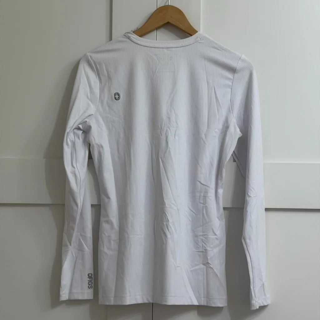 FIGS  Ribbed Longsleeve Underscrub in White, Size Medium - Image 12