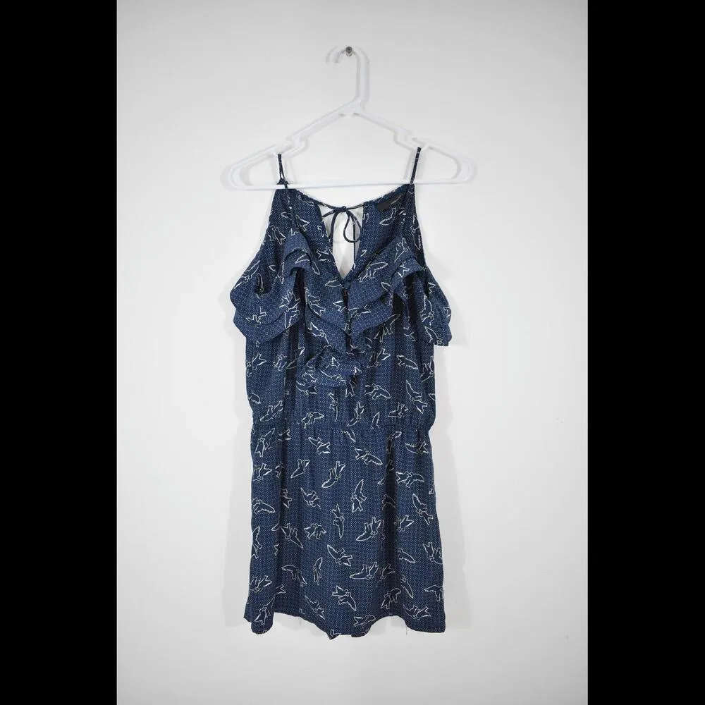 Greylin Navy Blue Bird Print Sleeveless Skort Romper Dress Small - Image 2