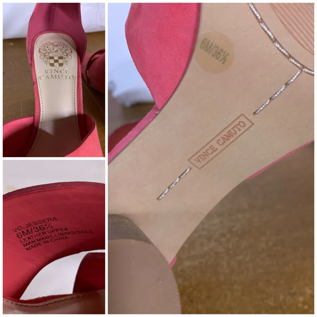 VINCE CAMUTO "JESSERA" SALMON PINK SUEDE ANKLE STRAP HEELS (6M) - Image 12