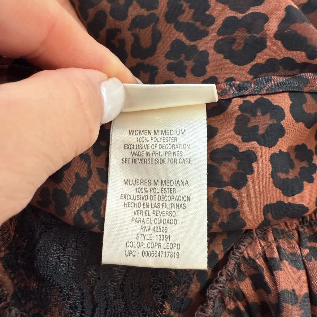 Secret Treasures Lingerie Sleepwear Nightgown Size Medium Leopard Slip Chemise - Image 3