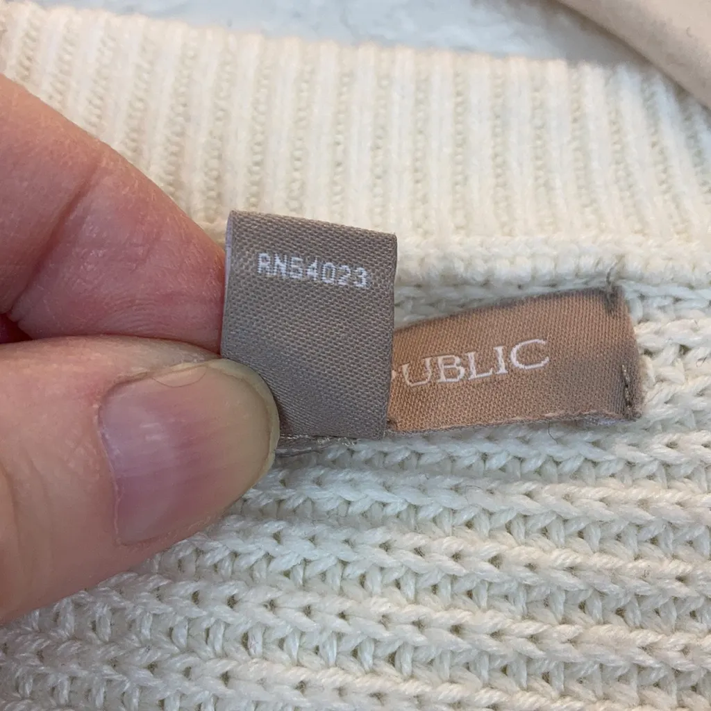 Banana Republic Cream Moto Style Zip Up Long Sleeve Sweater A135 - Image 3