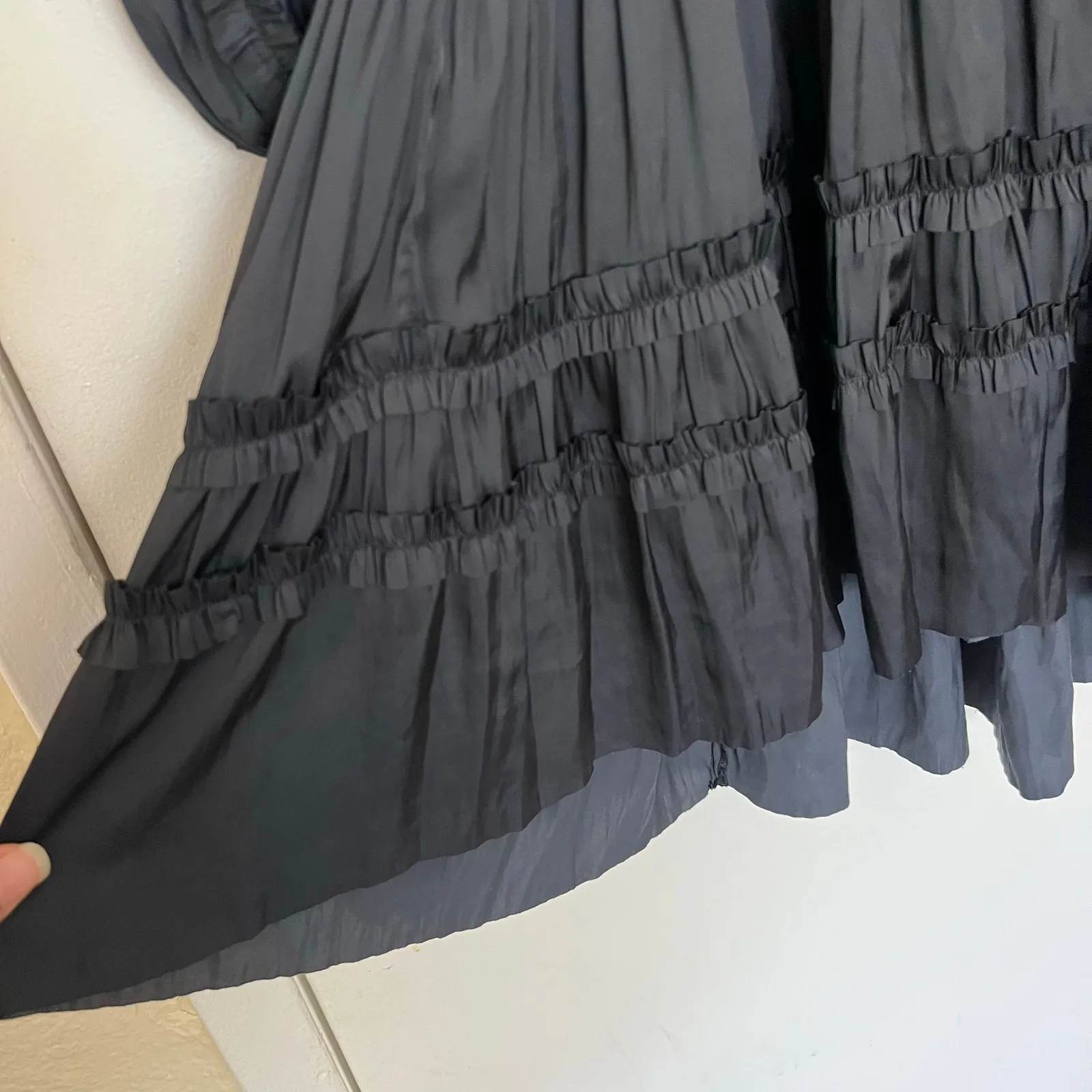 Ulla Johnson, Black Amara Tiered Ruffle Dress, Long Balloon Sleeves, Mini Length - Image 10