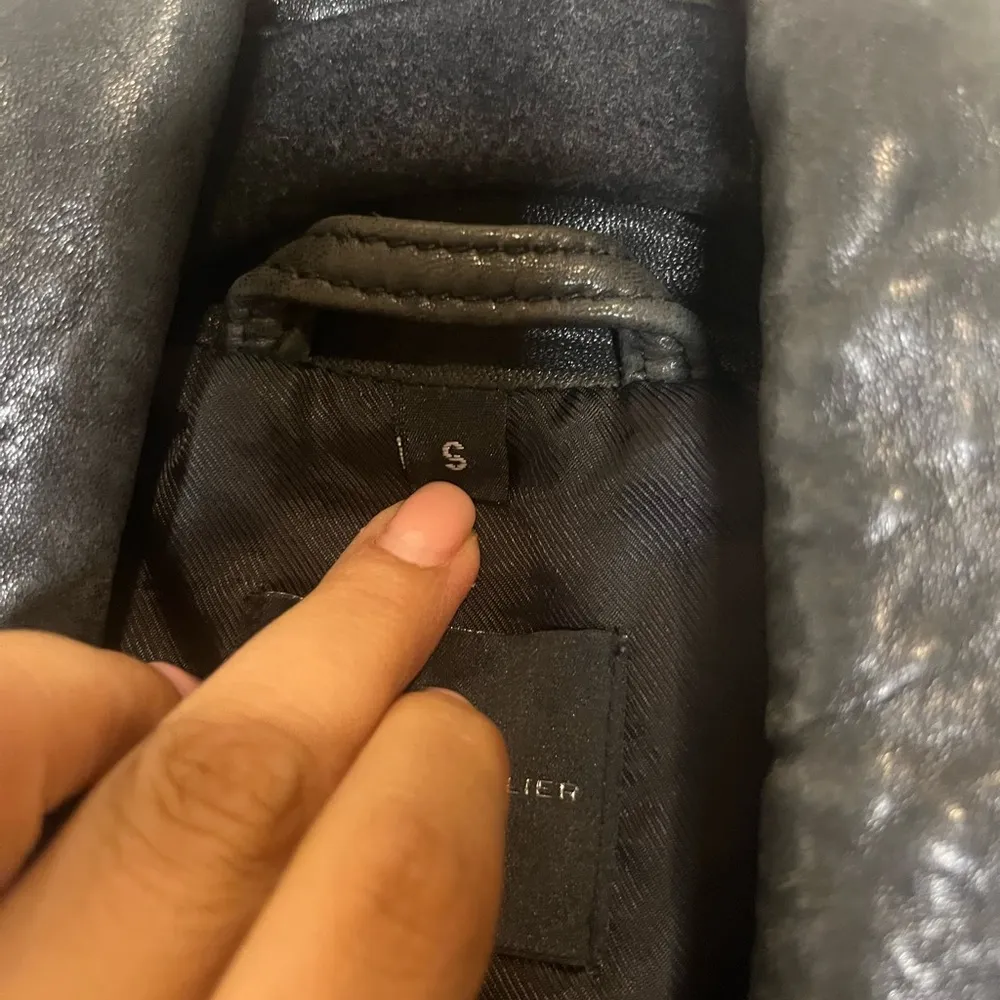 Hôtel Particulier black Leather biker jacket size S - Image 2