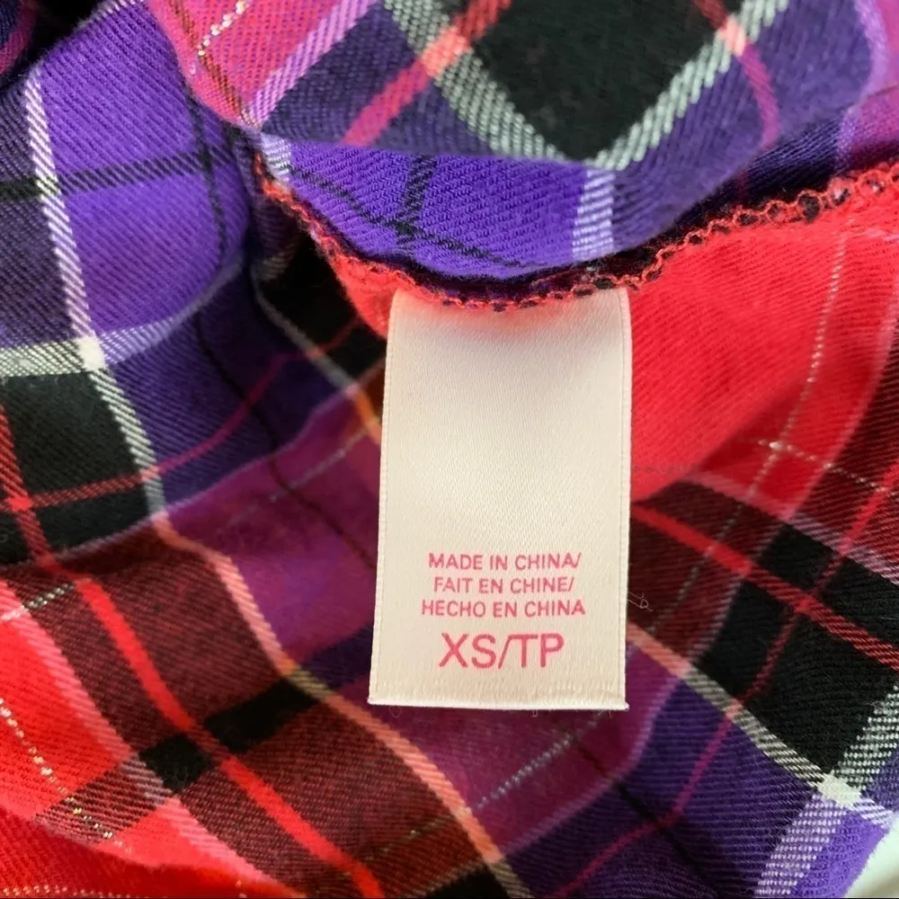 Victoria's Secret Red Tartan Plaid Button-Front Pajama Top Women’s Size XS - Image 8