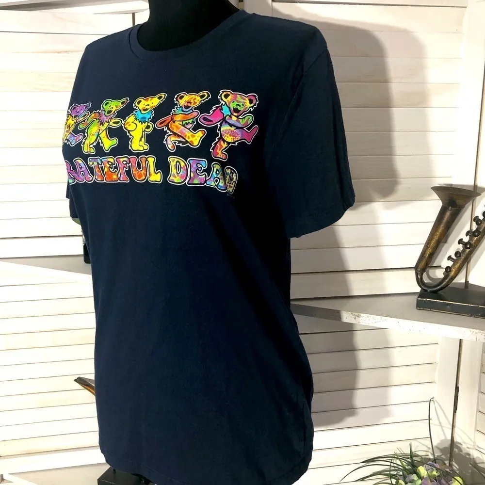 Grateful Dead Multicolor Dancing Bears Navy Blue Cotton T Shirt S - Image 4