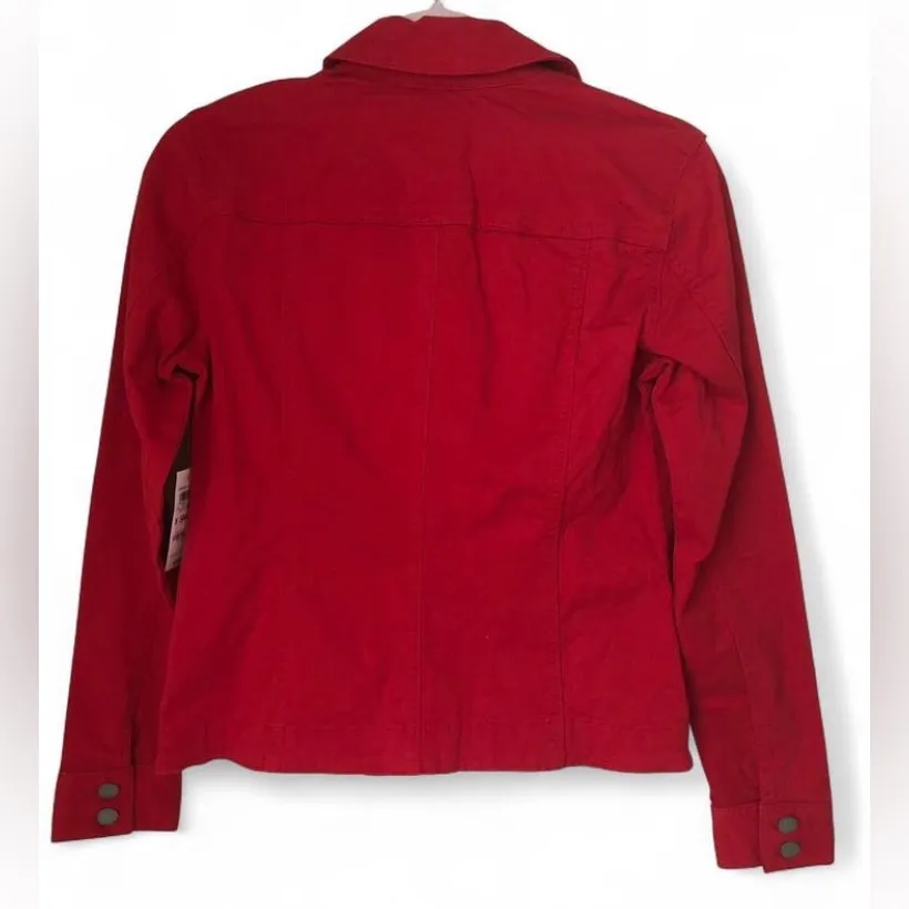 NWT Charter Club women’s Red Denim Jeans Casual Jacket Size XS - Image 4