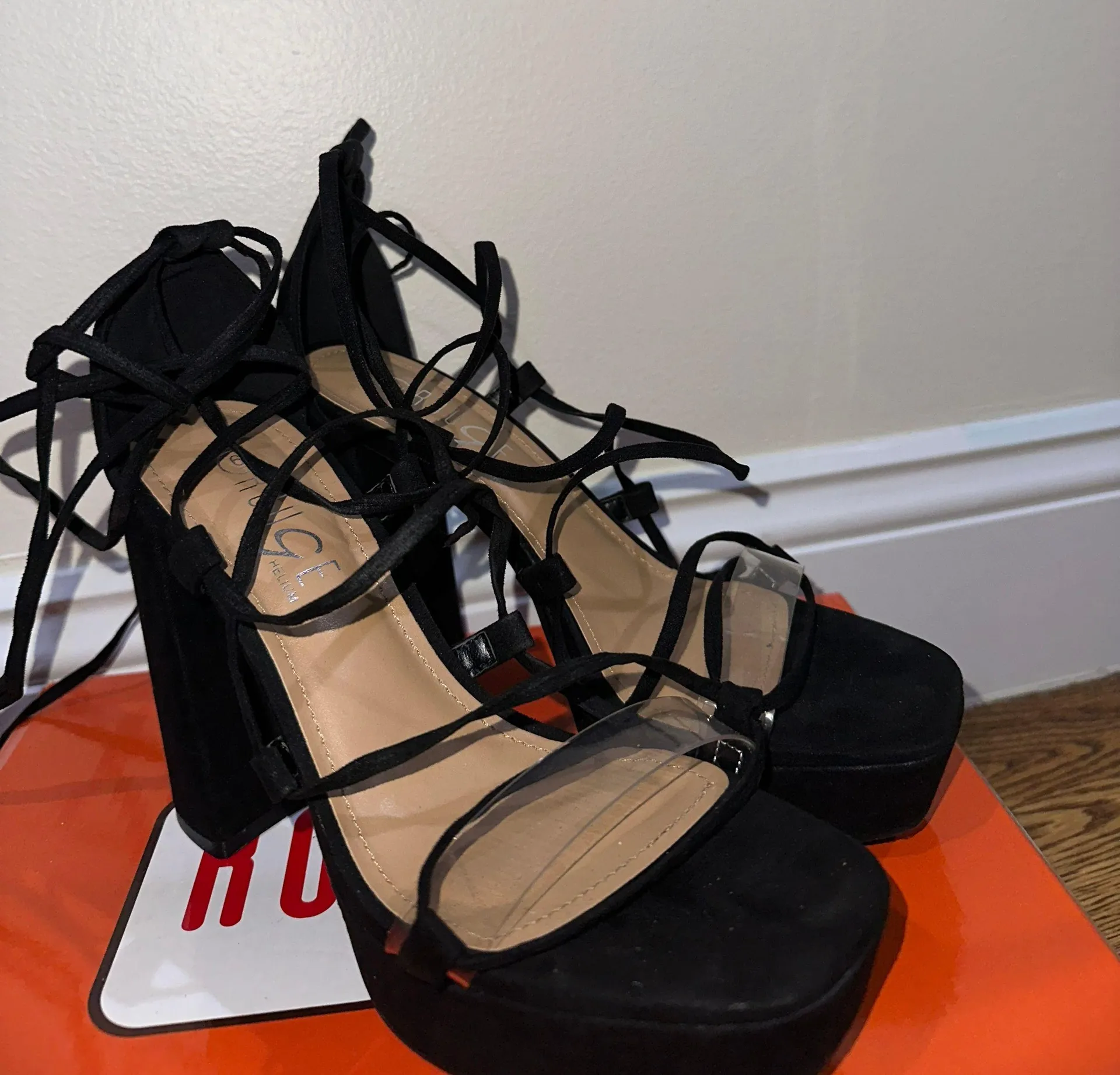 Lace up Platform Heels Black Size 6 - Image 2
