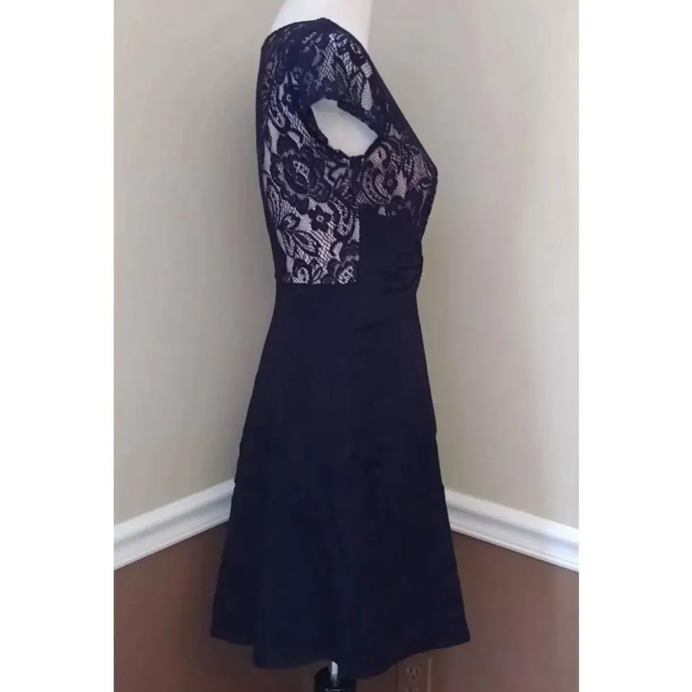 ModCloth Mystic Black Lace A-Line Bow Waist Cap Sleeve Cocktail Dress Whimsigoth - Image 3