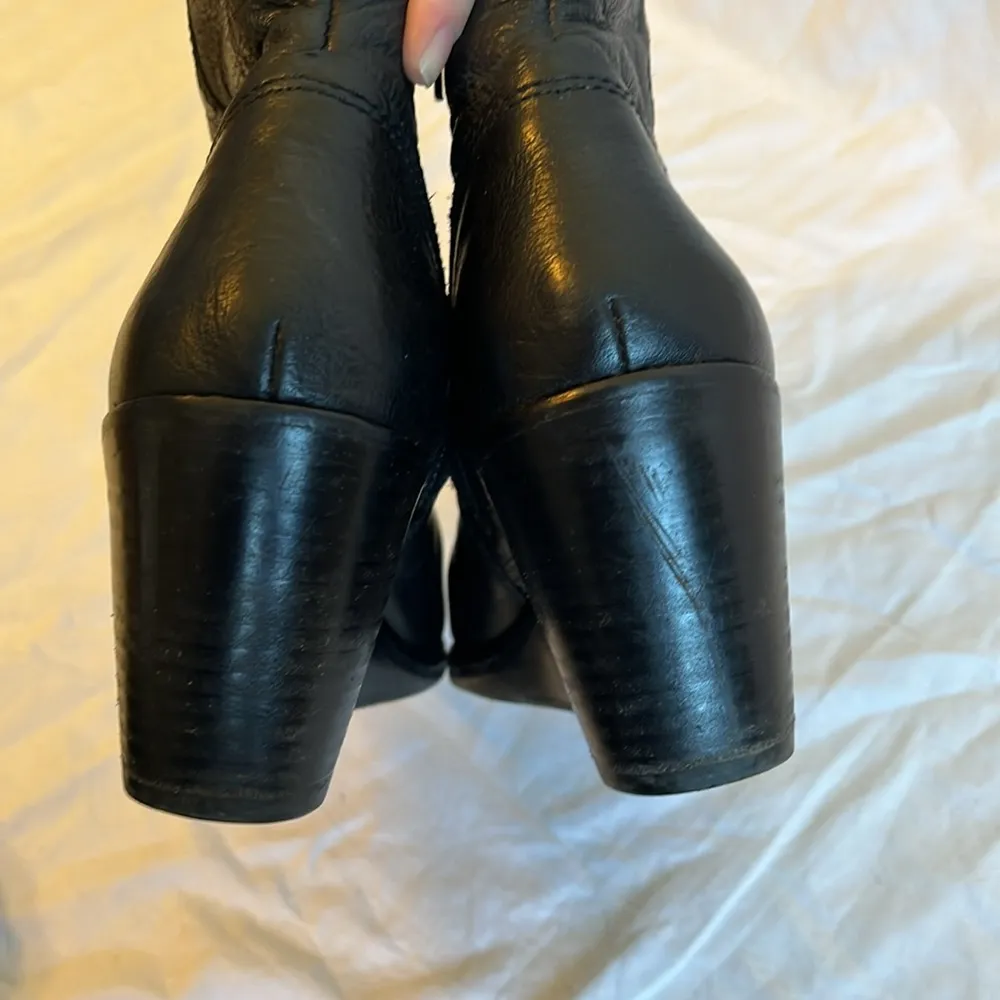 Frye Regina Wedge Pointed Toe Side Zip Western Leather Ankle Bootie - Image 7