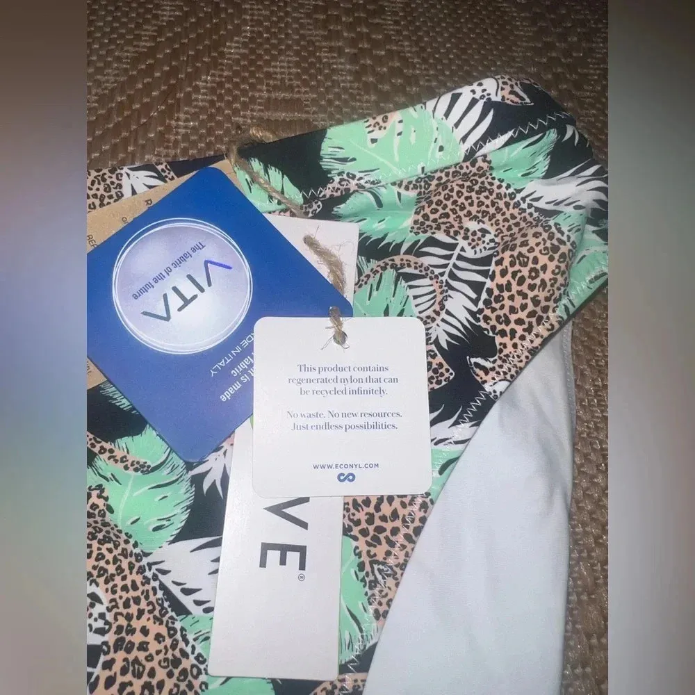 Boardies Women's High Waisted Bathing Suit Bottoms,Cheetah,Palm Tree,Size L,NWT Green Size L - Image 6