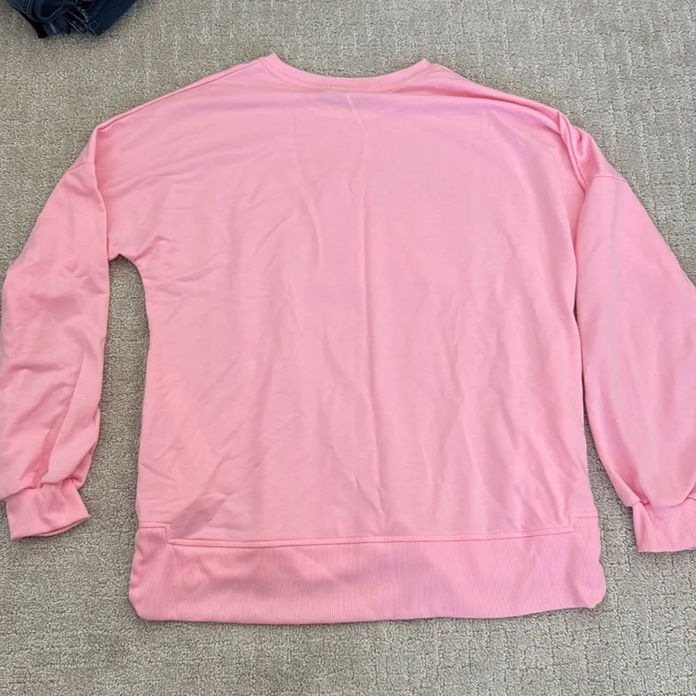 Simply southern “Smile” graphic long sleeve appliqué pink Stoney clover tee - Image 7