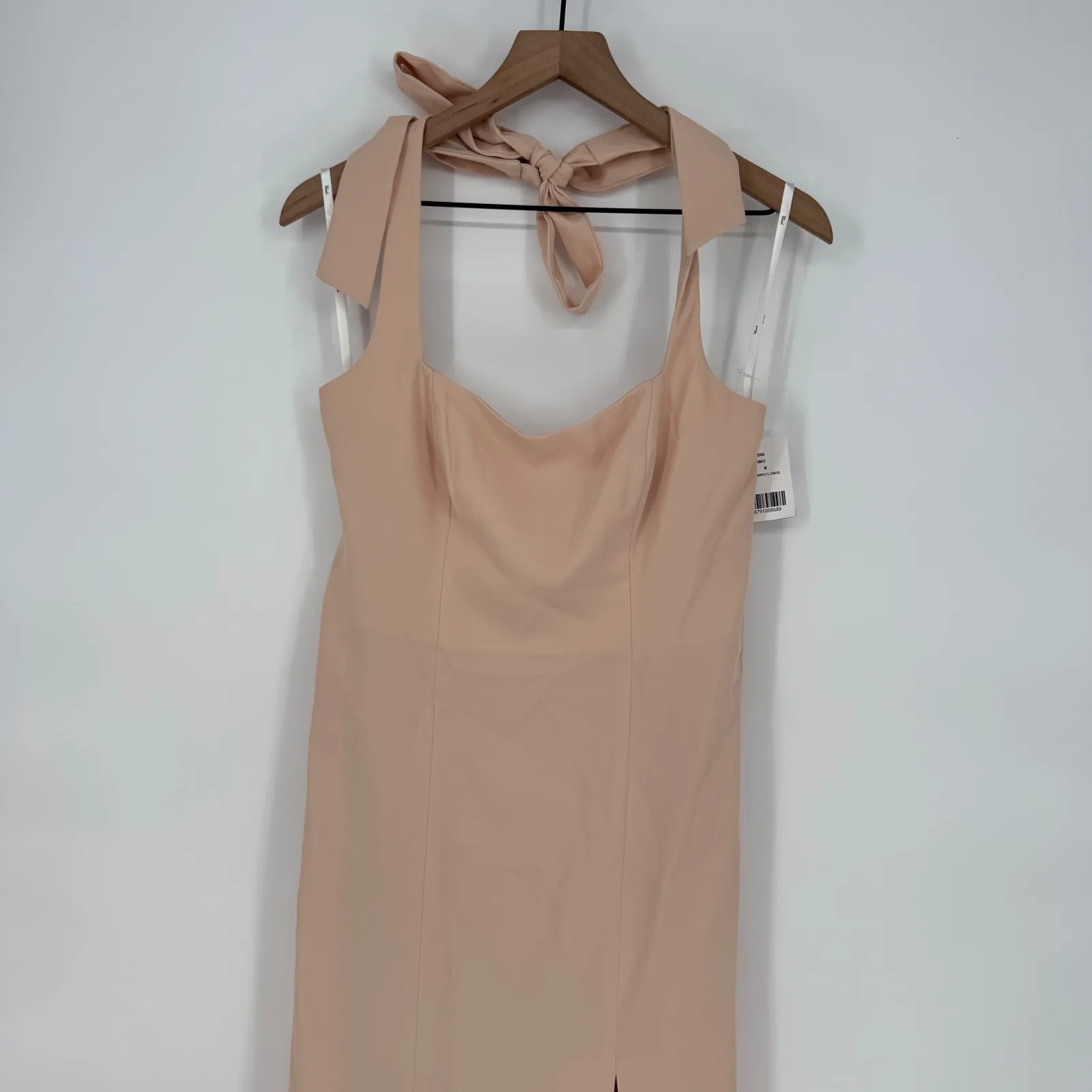 Thread Tie Halter Open Back Trumpet Gown In Cameo Size M Tan Size M - Image 5