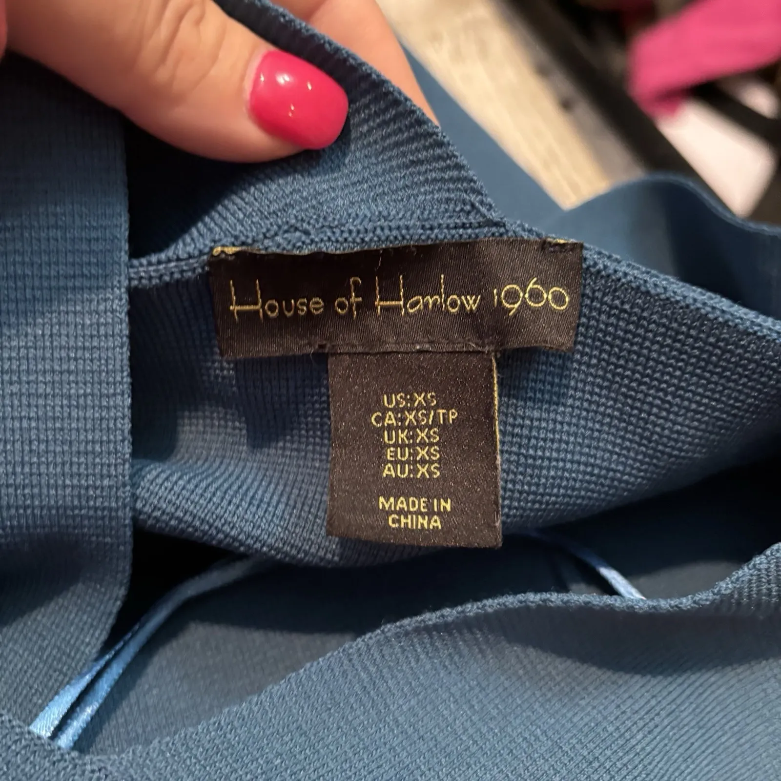 House of Harlow 1960‎ Compression Sculpt Wide Strap Knit Crop Top Size XS Teal Blue - Image 3