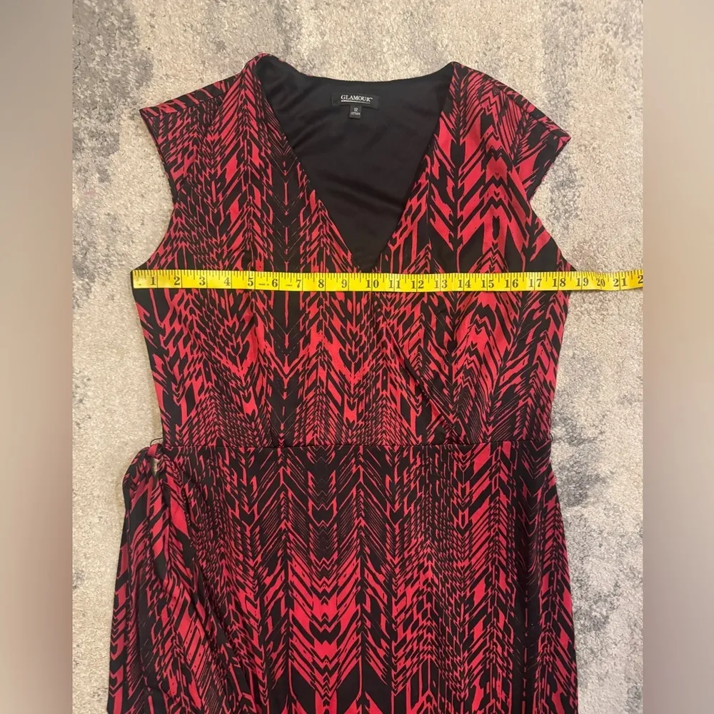 Glamour Red and Black Patterned Dress Size 12 - Image 6