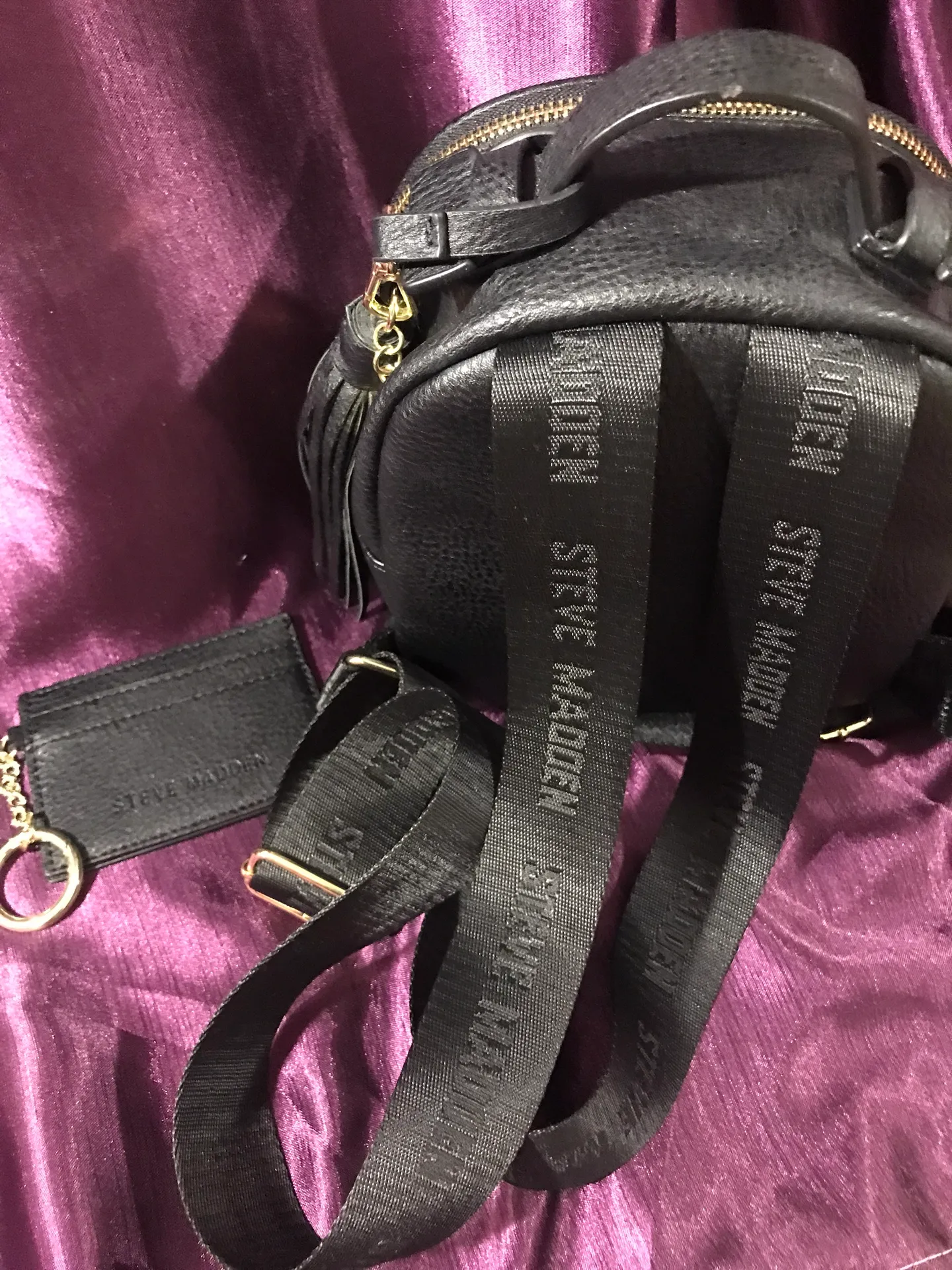 Steve Madden Black Leather Mini Backpack - Image 3