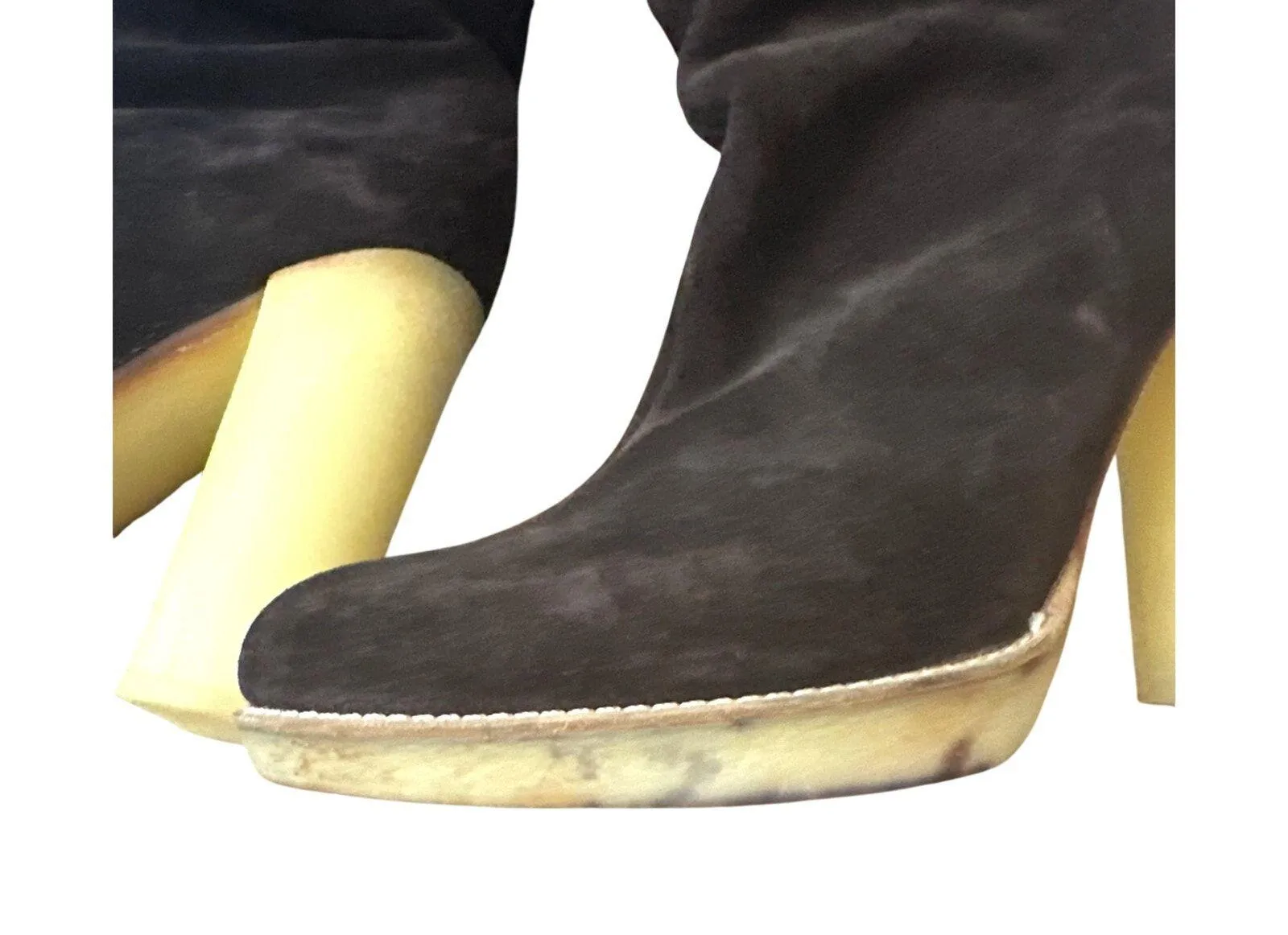 Gucci Dark Brown Suede Leather Fur Lined Tassel Knee Winter High Boots Size 6.5 - Image 10