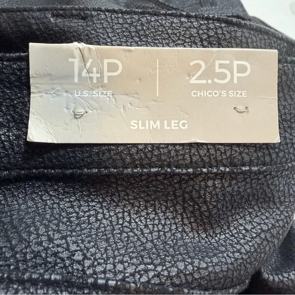 Chico's black faux suede slim leg pants faux reptile skin print women's 14P NWT - Image 5