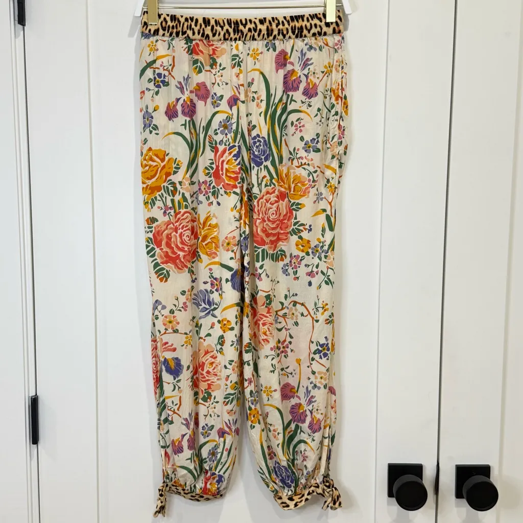 By Anthropologie Liane Lounge Harem Pants XS Floral Cheetah Beachy Boho Chic - Image 5