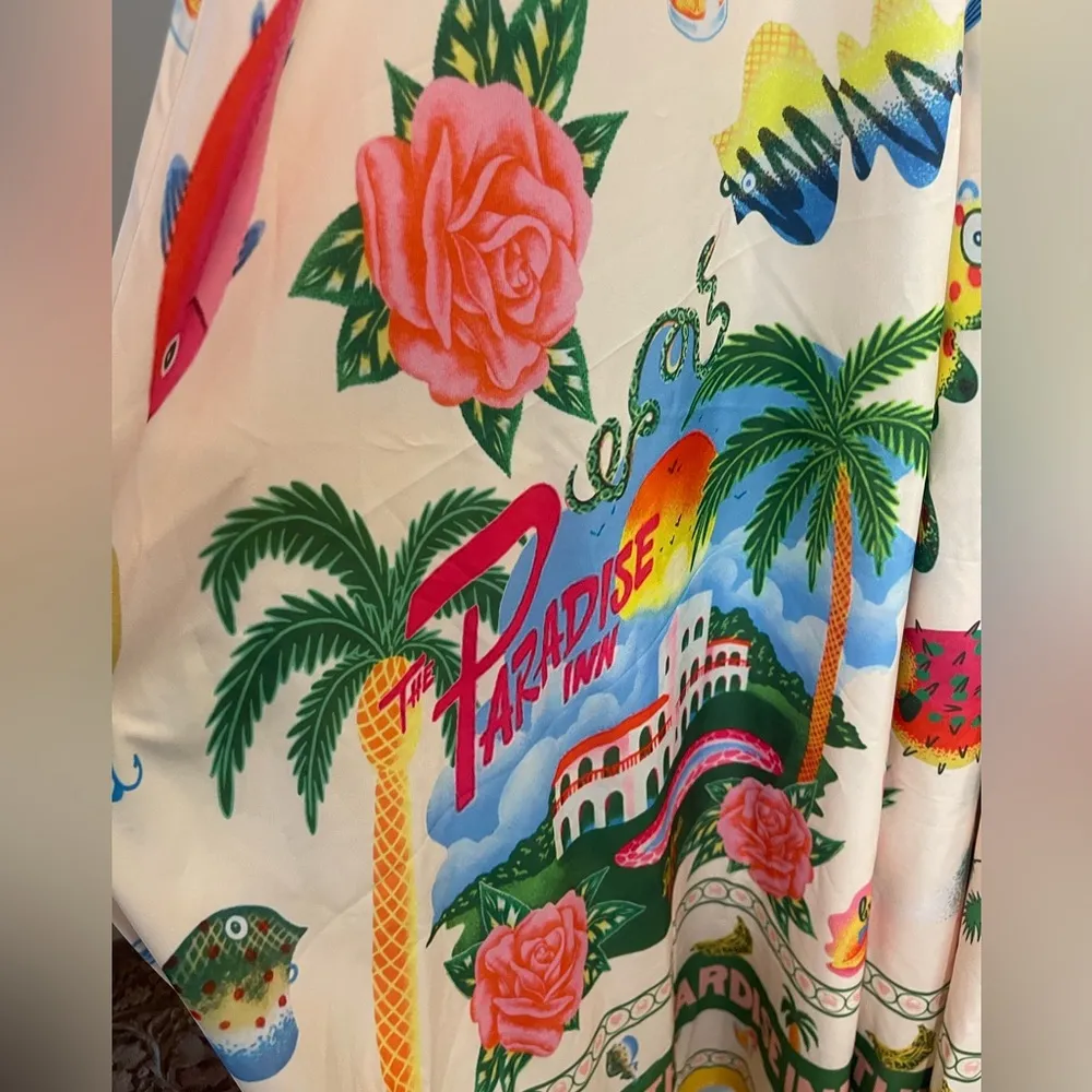 Cutest Trendy Sea Core Tropical Themed Graphic Maxi Dress Smocked Back Colorful L Multiple Size L - Image 10