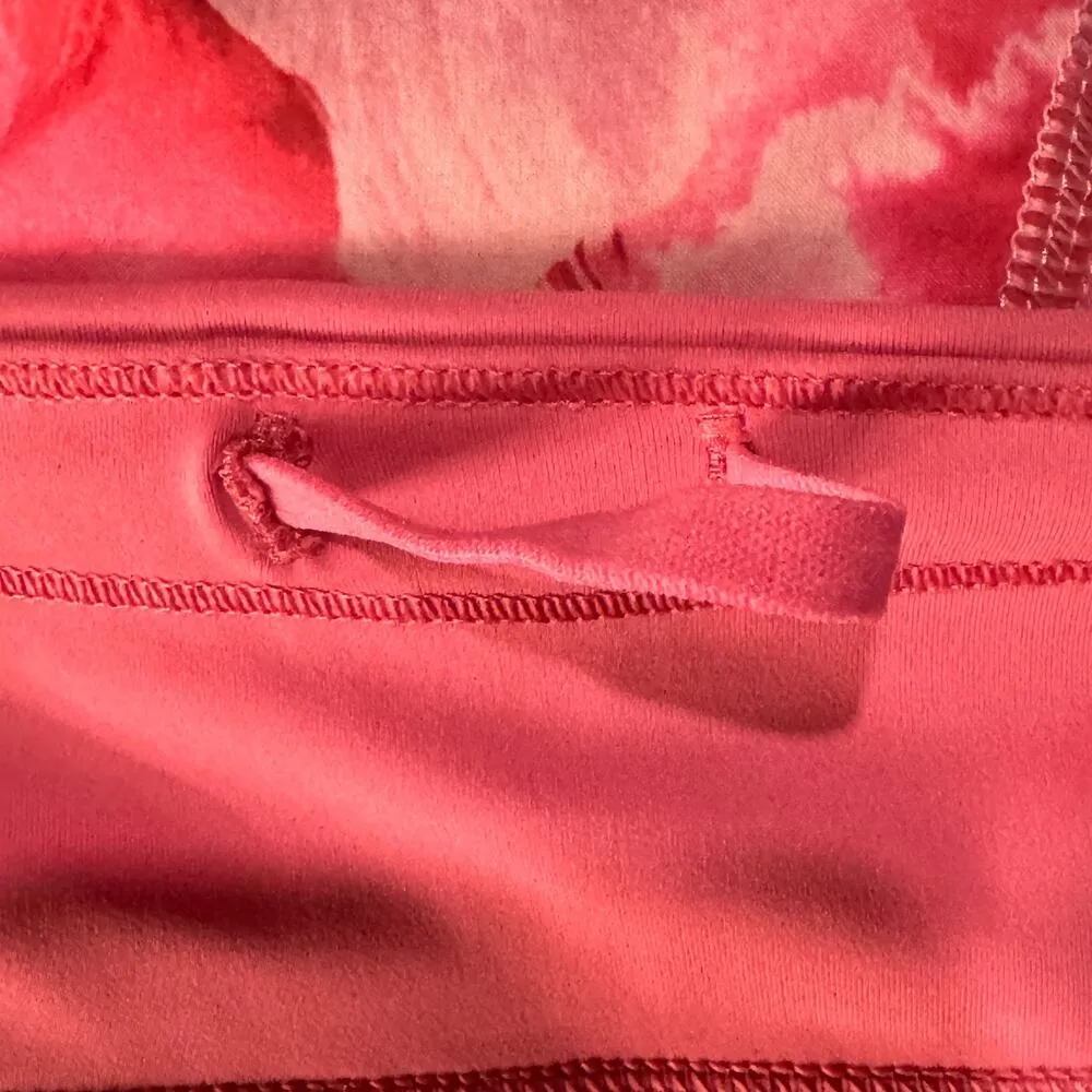 Athleta X-Large Printed Run With It Shorts Activewear UPF Lined Zip-Pocket Pink - Image 4