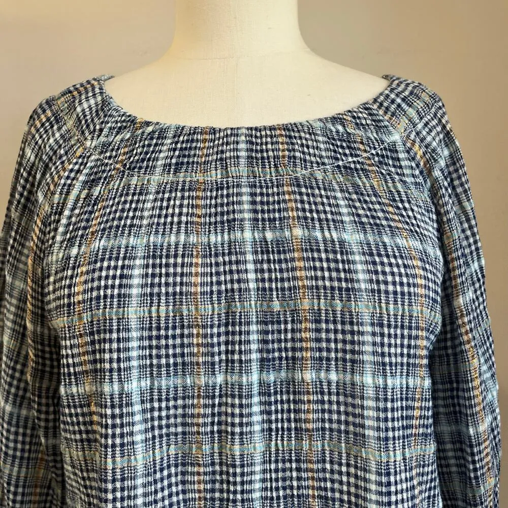 Anthropologie Pilcro Shari Plaid Smocked Blouse Size M - Image 5