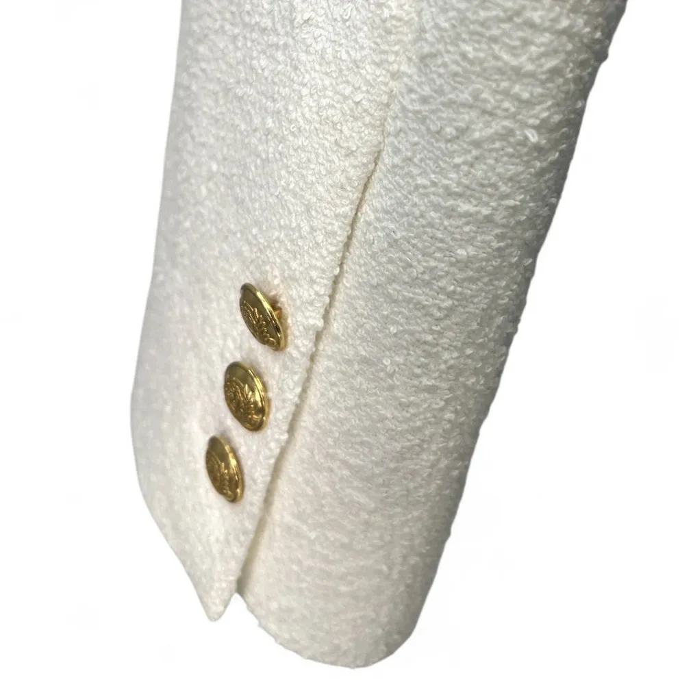 A.L.C. | 8 | Ivory Textured with Goldtone Stamped Buttons Banks Cropped Blazer - Image 8