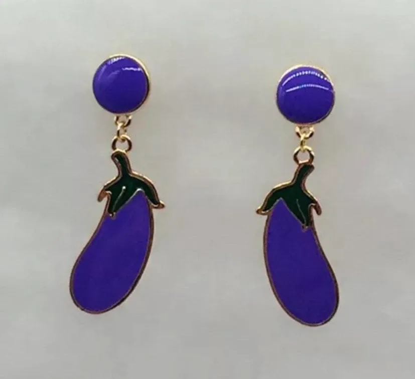 Brinjal Egg Plant Stud Drop Dangle Earring Purple - Image 2