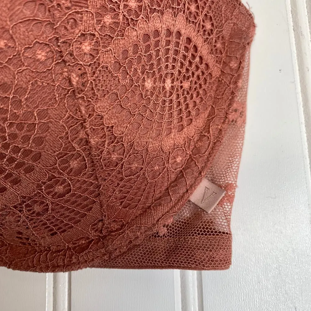 Victoria's Secret Terra Cotta Lace Underwire Demi Bra 32DD - Image 3