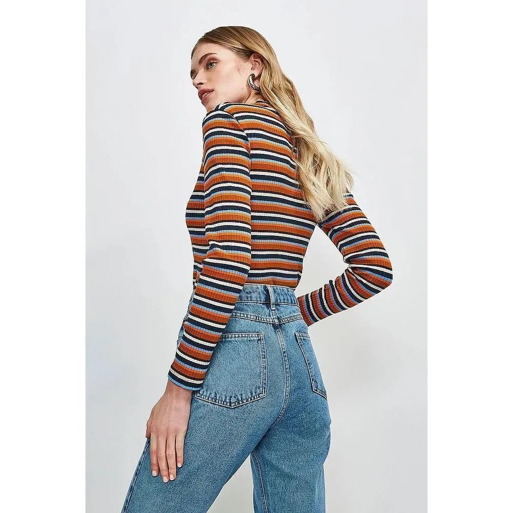 ✨Me to We Mock Neck Zip-Up Long Sleeve Striped Top✨ - Image 2
