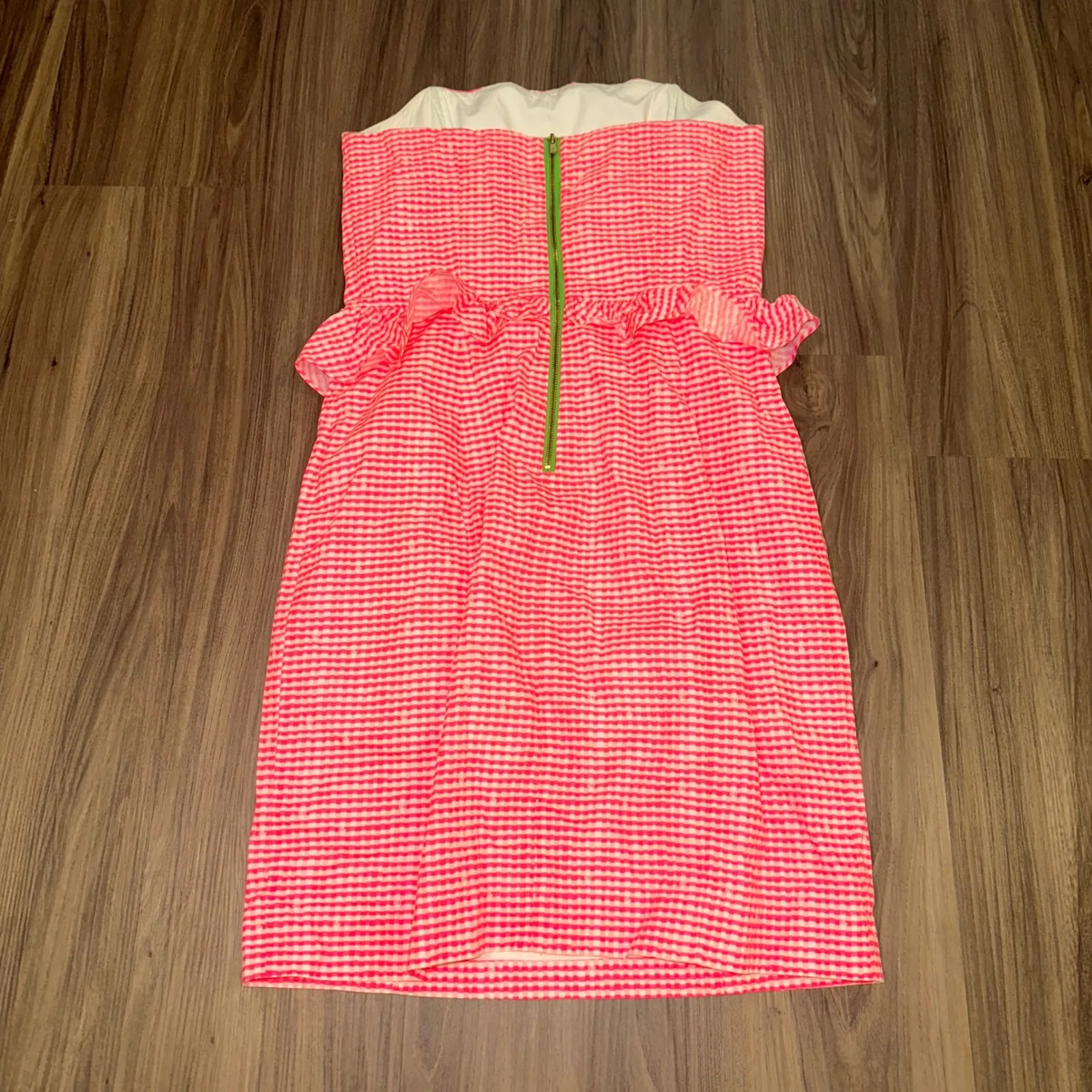 Lilly Pulitzer Lowe Pink White Dress Green Zipper Size 0 Sorority Event AKA‎ - Image 6