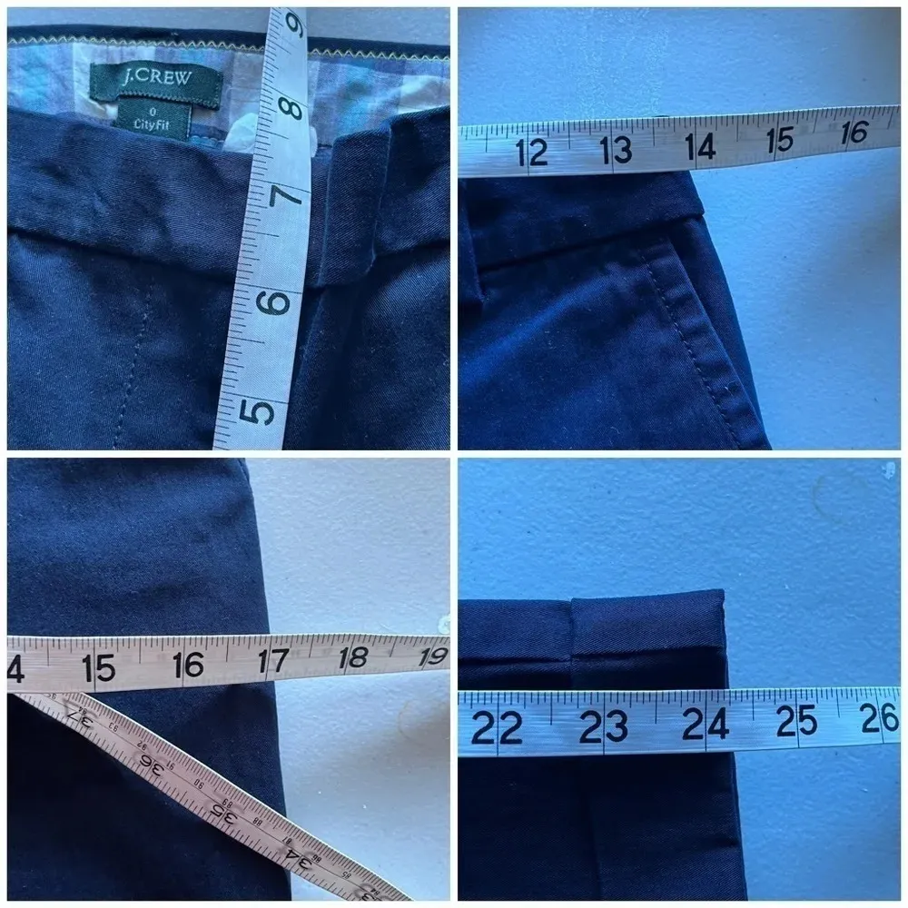 J crew womens city fit navy lowrise chino flat front cropped pants 0 goth grunge - Image 3