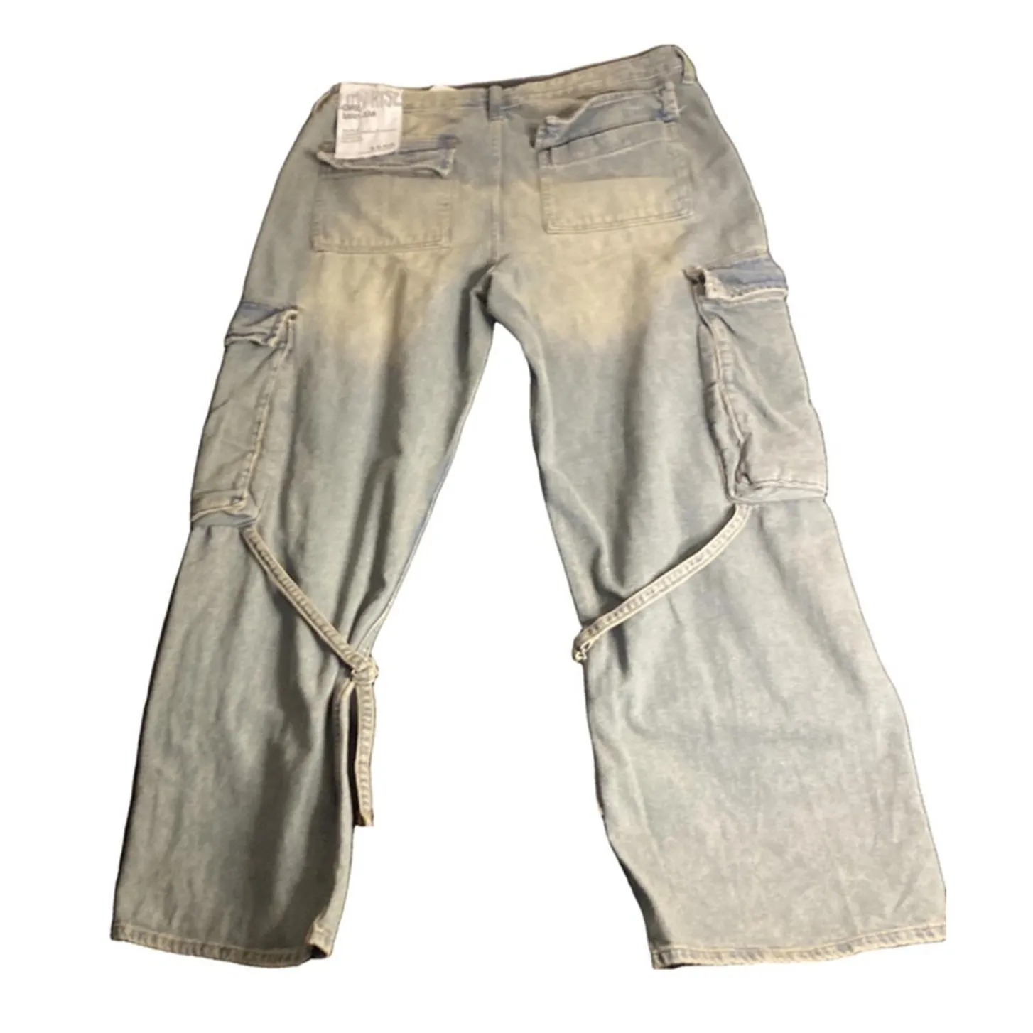 Y2K Baggy Cargo Jeans Light Wash Denim S.O.N.G. 13/31 Blue Size undefined - Image 9
