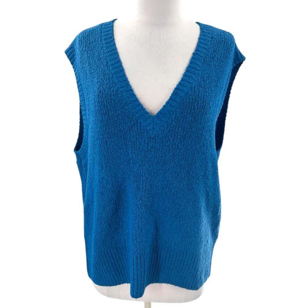 NWT Free people Beach Penny sweater vest blue sz M Size M - Image 5