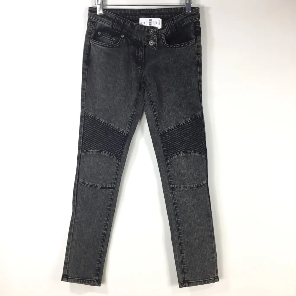 LF Carmar Moto Skinny Acid Wash Jeans Charcoal Size 26 NWT - Image 15