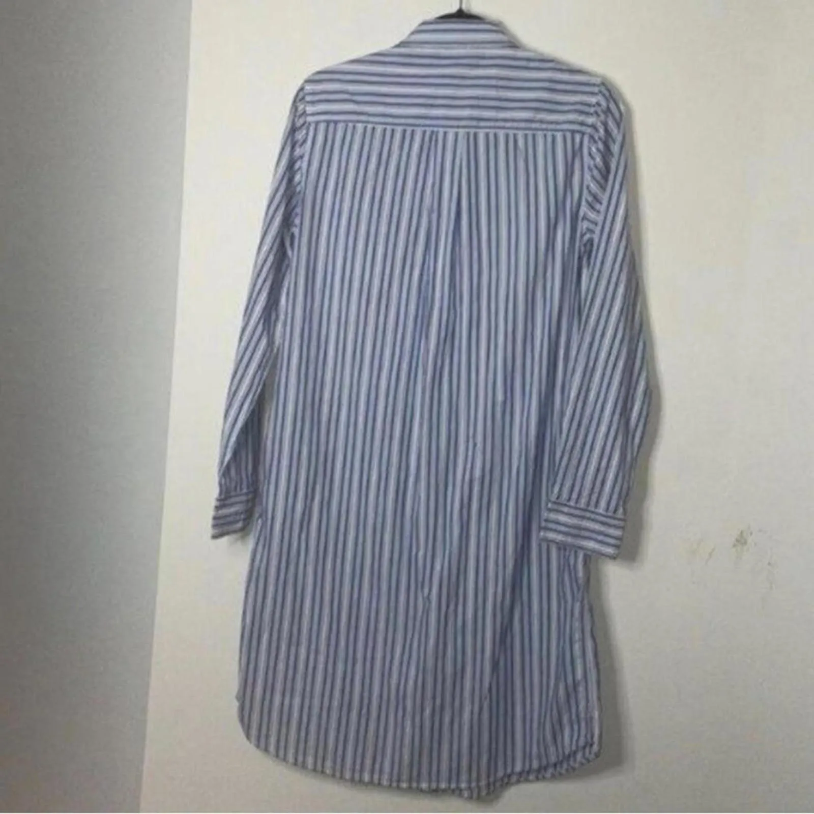✅Lands End Blue and White Striped Shirt Dress Classic Business Office - Image 5